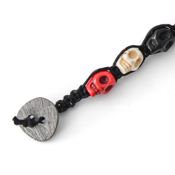 Black Colored Skull Bracelet, Handmade, Handcrafted Jewelry, Holiday - Picture 2 of 4